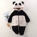 2025 Autumn Winter Baby Romper Cartoon Fluffy Panda Rabbit Bear Jumpsuit Boys Girls Soft Warm Cotton Outwear Clothes